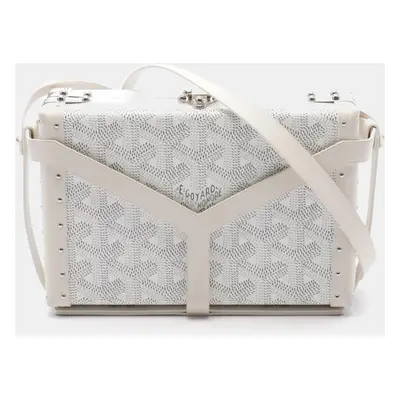 Goyard White Goyardine Canvas Minaudière Trunk Crossbody Bag