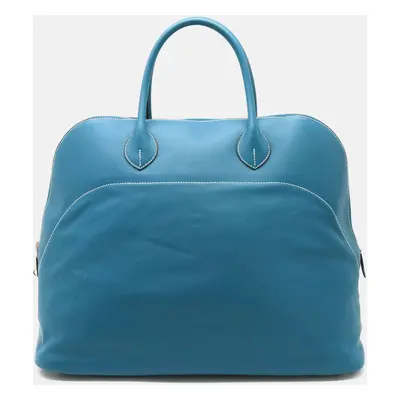 Hermes Blue Leather Bolide Relax Travel Bag