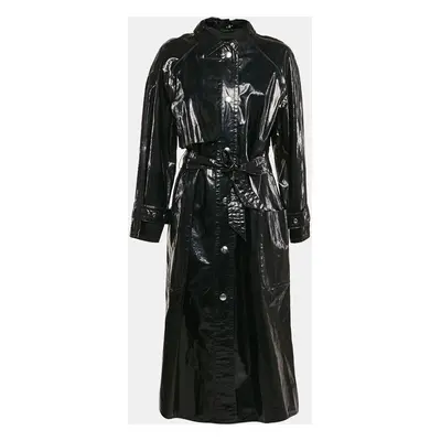 Isabel Marant Black Cotton Blend Single Breasted Trench Coat