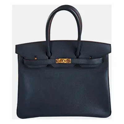 Hermes Blue Indigo Rouge H Contour Epsom Birkin Bag