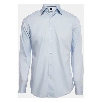 Boss By Hugo Boss Blue Cotton Slim Fit Shirt