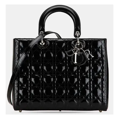 Dior Black Large Patent Cannage Lady Dior