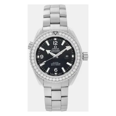 Omega Black Stainless Steel Diamond Seamaster Planet Ocean 232.15.38.20.01.001 Automatic Women's