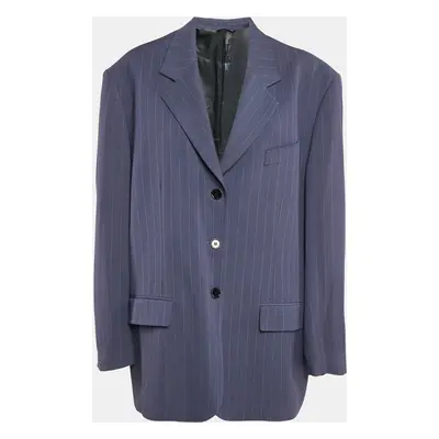 Acne Studios Blue Stripe Wool Blend Oversized Blazer