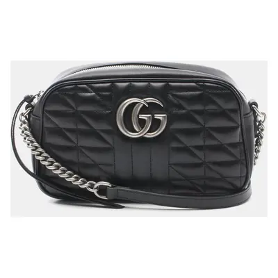 Gucci Black Leather GG Marmont Camera Shoulder Bag