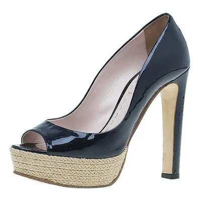 Miu Miu Black Patent Open Toe Pumps Size