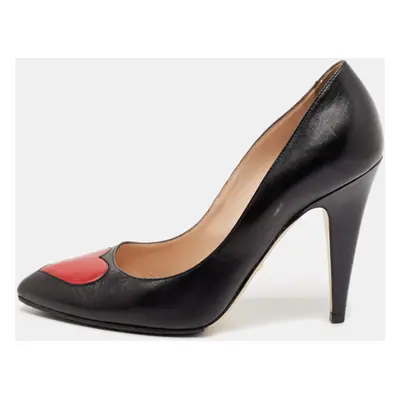 Gucci Black/Red Leather Molina Heart Pumps Size