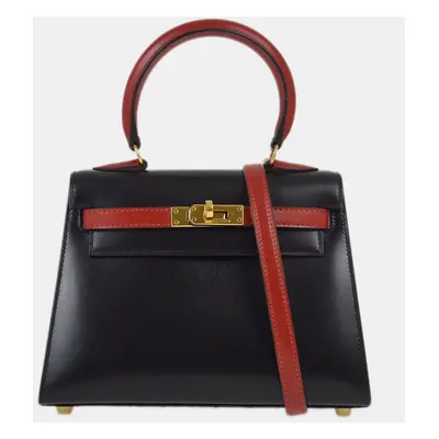 Hermes Black Rouge Vif Box Calf Leather Mini Kelly Sellier Handbag