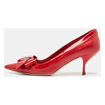 Miu Miu Red Patent and Leather Bow Pumps Size