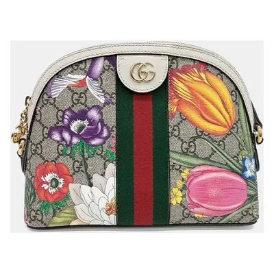 Gucci Multicolor White PVC Ophidia Supreme Flora Crossbody Bag