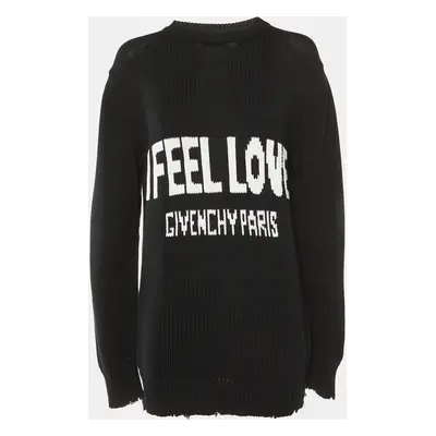 Givenchy Black I Feel Love Cotton Knit Crew Neck Jumper