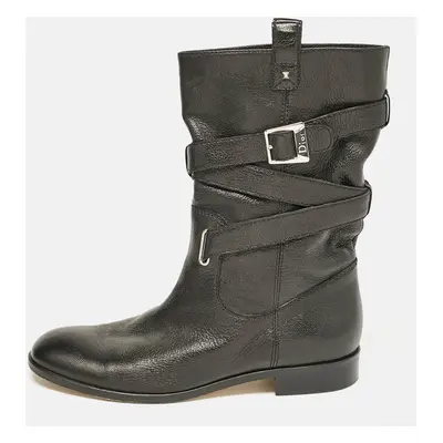 Dior Black Leather Mid Calf Riding Boots Size