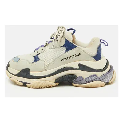 Balenciaga Multicolor Faux Leather and Mesh Triple Sneakers Size