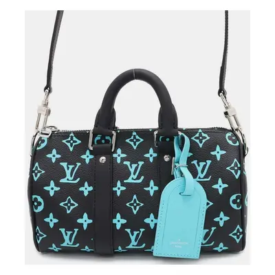 Louis Vuitton Blue, Noir Monogram Keepall Handbag