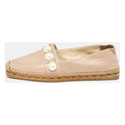 Jimmy Choo Beige Leather Dru Espadrille Flats Size