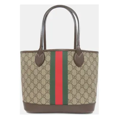 Gucci Brown Coated Canvas GG Supreme Sherry Line Tote Bag