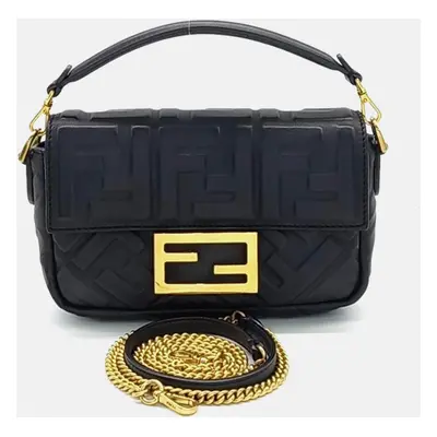 Fendi Black Nappa Leather Baguette Mini Bag