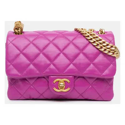 Chanel Purple Small Quilted Lambskin Pillow Crush Flap