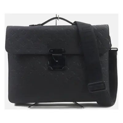 Louis Vuitton Black Leather lock Business Bag