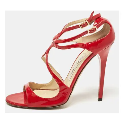 Jimmy Choo Red Patent Ivette Ankle Strap Sandals Size