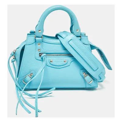 Balenciaga Light Blue Leather Mini Neo Classic City Tote