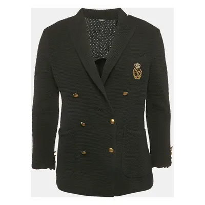 Dolce & Gabbana Black Textured Wool Double Breasted Jacket