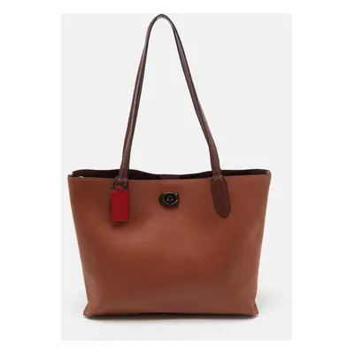 Coach Brown Leather Colorblock Willow Tote