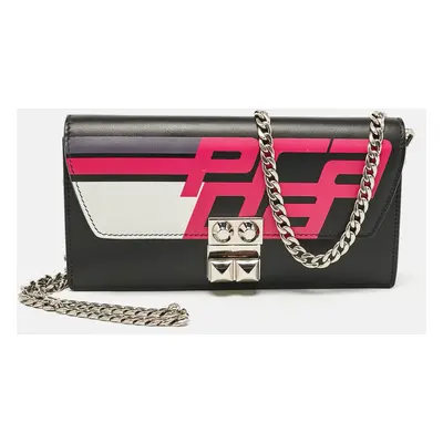 Prada Black/Pink Leather Elektra Wallet On Chain