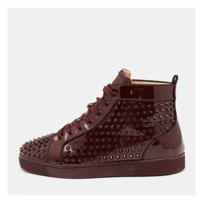 Christian Louboutin Burgundy Patent Leather Louis Spikes High Top Sneakers Size