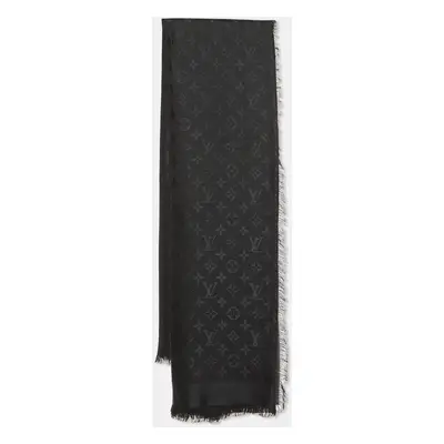 Louis Vuitton Black Silk & Wool Classique Monogram Shawl