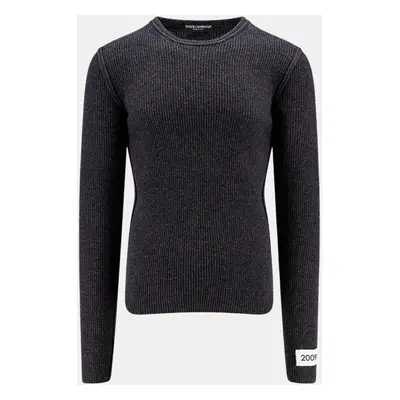 Dolce & Gabbana Grey Ribbed Sweater Knitwear IT