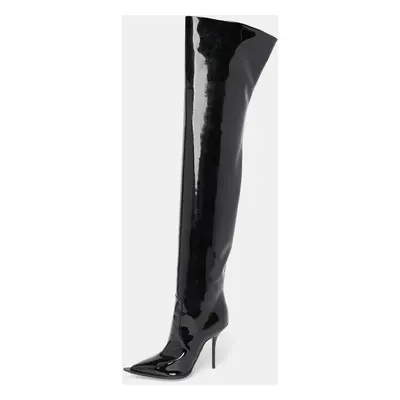 Dolce & Gabbana Black Patent Leather Thigh High Boots Size