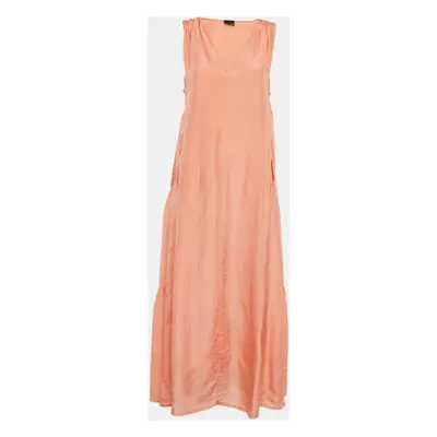 Fendi Light Orange Silk Sleeveless Tiered Maxi Dress