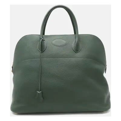 Hermes Green Leather Bolide Travel Bag