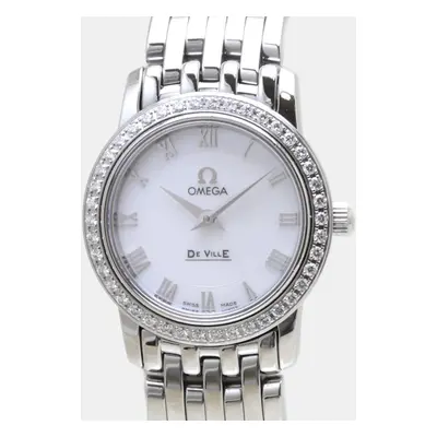 Omega White Stainless Steel De Ville Prestige 4575.71.00 Quartz Women's Wristwatch mm