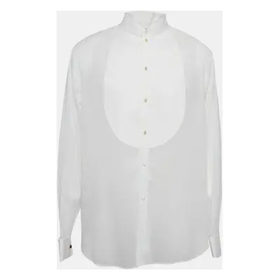 Giorgio Armani White Sheer Cotton Tuxedo Shirt