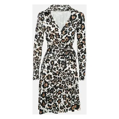 Diane Von Furstenberg White Floral Print Wrap Dress