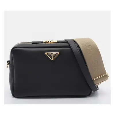 Prada Black Leather Soft Grain Shoulder Bag