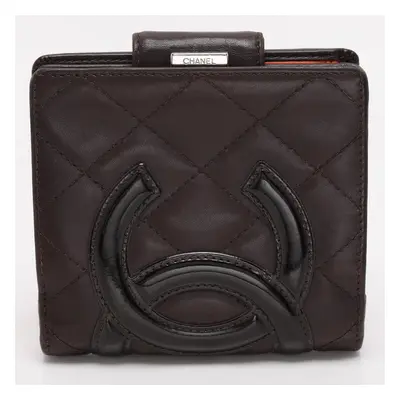 Chanel Brown Quilted Leather Cambon Ligne Compact Wallet