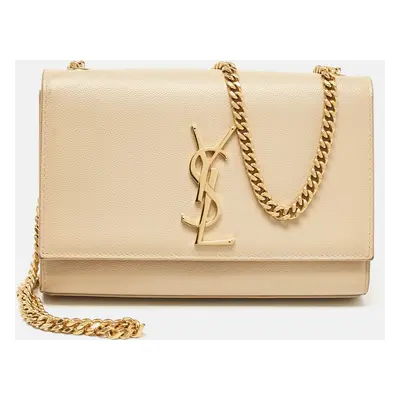 Saint Laurent Beige Leather New Kate Wallet On Chain