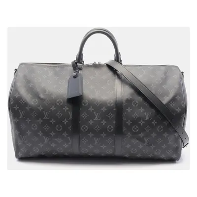 Louis Vuitton Black Canvas Keepall Bandouliere Travel Bag