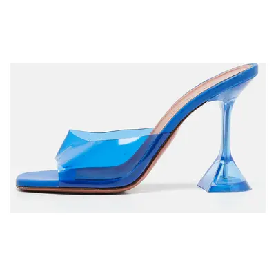 Amina Muaddi Blue PVC Lupita Slide Sandals Size