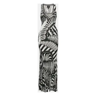 Just Cavalli Black/White Printed Jersey Sleeveless Maxi Dress