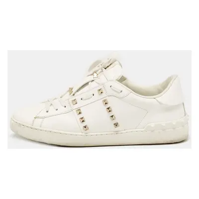 Valentino White Leather Rockstud Untitled Sneakers Size