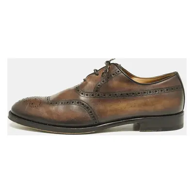 Berluti Brown Brogue Leather Lace Up Oxfords Size 43.5