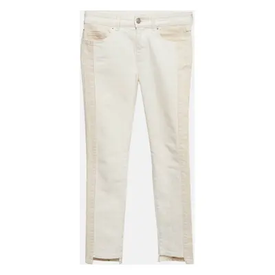 Alexander McQueen White/Beige Denim Side Stripe Detail Skinny Jeans Waist 24"