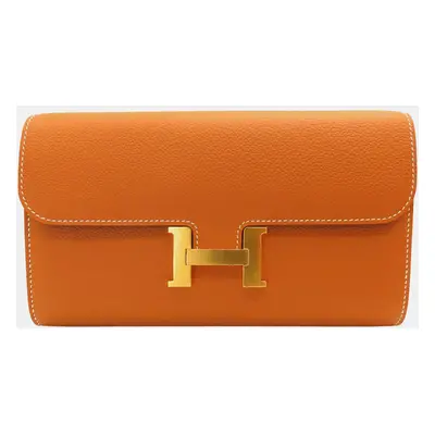 Hermes Gold Leather Constance Long Wallet