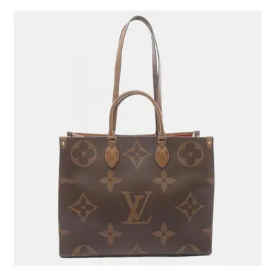 Louis Vuitton On The Go Gm Monogram Giant Reverse Coated Canvas Reverse Brown Beige Tote Bag