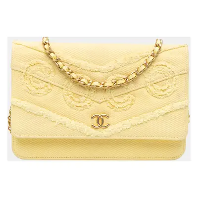 Chanel Yellow Denim Fringe Coco Wallet On Chain