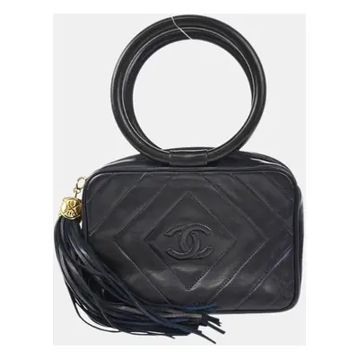 Chanel Navy Lambskin Fringe Handbag